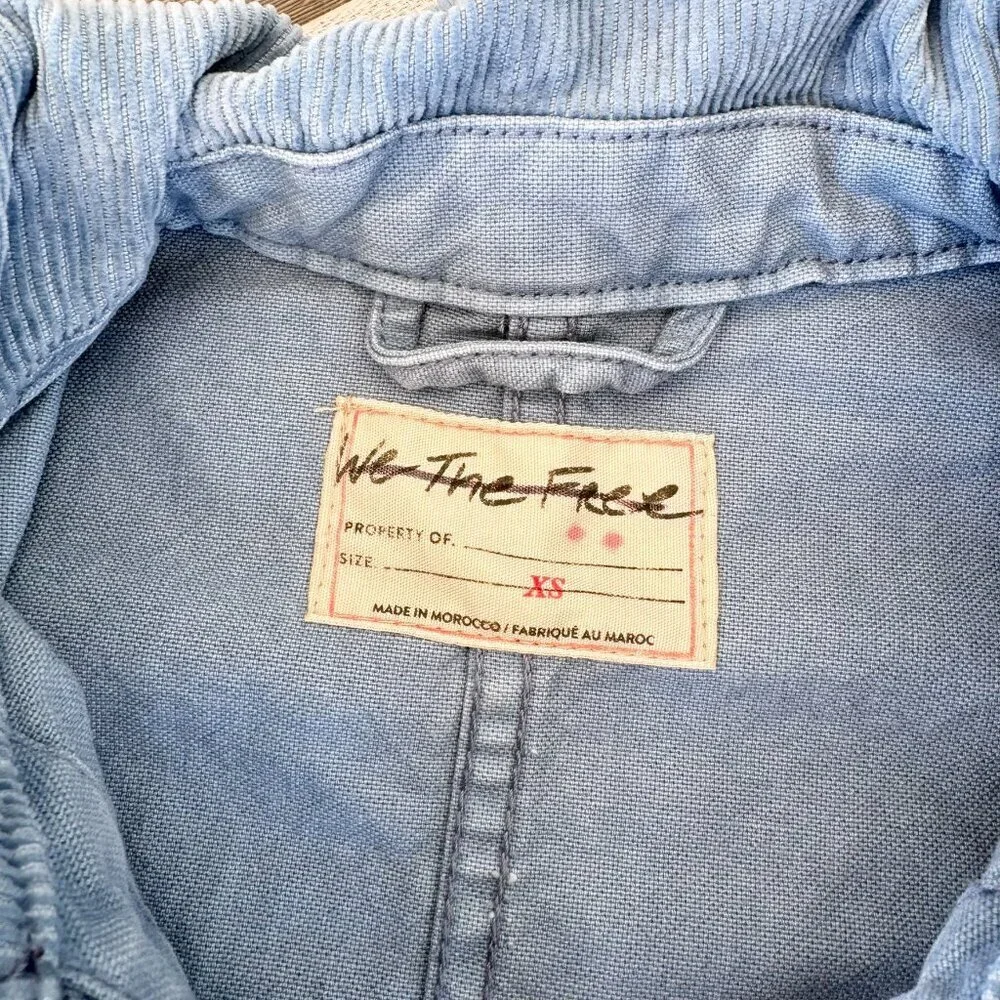 Free People Oversized Cotton Chore Jacket Light Blue XS